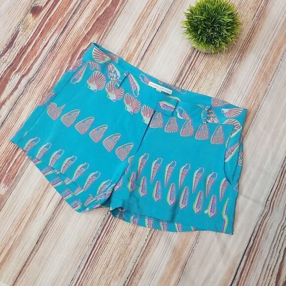 amanda Uprichard Brooklyn aqua shell print Shorts sz medium - Picture 2 of 14